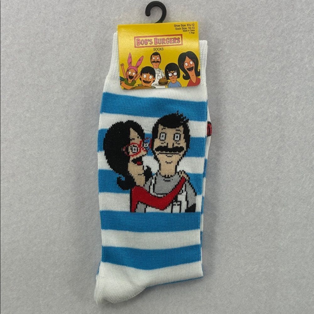 Bob’s Burgers Funny Blue and White Striped Socks